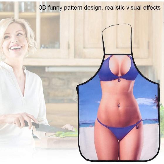 Funny 3D Cooking Apron - Waterproof, Sexy Man or Woman Bikini Apron