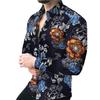 Eye-catching Men Shirt Fine Workmanship Polyester Long Sleeve Flower Pattern Men Shirt Top for Daily