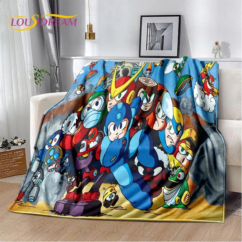 Rockman Megaman Game Cartoon Soft Plush Blanket,Flannel Blanket Throw Blanket for Living Room Bedroom Bed Sofa Picnic Cover Kids