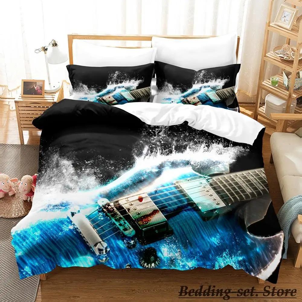 Fire Guitar Bedding Set Single Twin Full Queen King Size Bed Set Adult Kid Bedroom Duvetcover Sets Anime Parure De Lit Bed