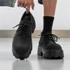 Nya herrskor med högre klack, mångsidiga retro skor med stor tå, plattform, svarta, rund tå 71133-J