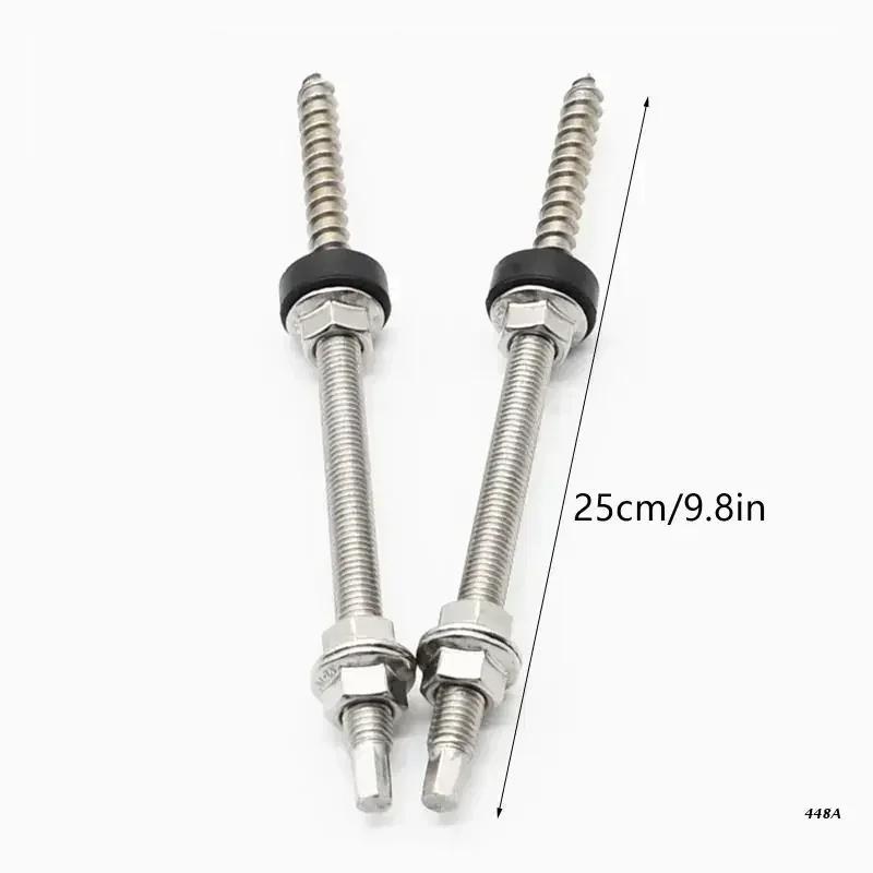4Pcs Solar Panel Photovoltaic Accessories Hanger Bolts with EPDM and Locking Nut + Adapter for Solar Photovoltaic 20cm/25cm