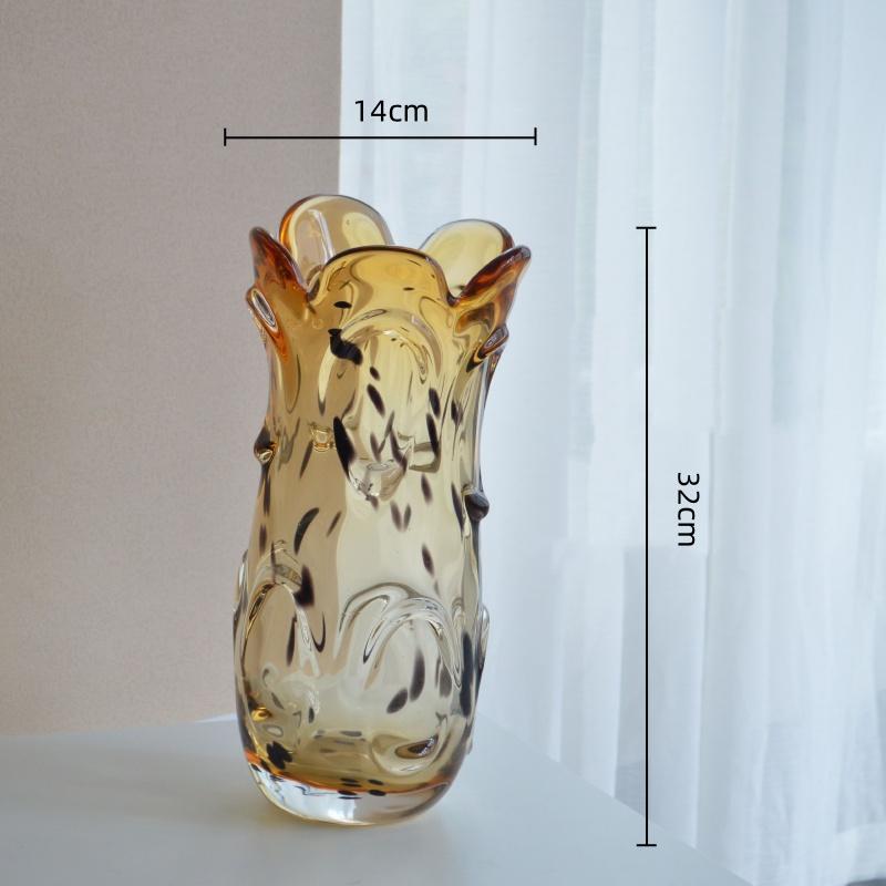 Průhledná Skleněná Váza Skvrny s Leopardím Vzorem Váza na Květiny Hydroponie Terárium Doplňky pro Aranžování Květin Domácí Dekorace