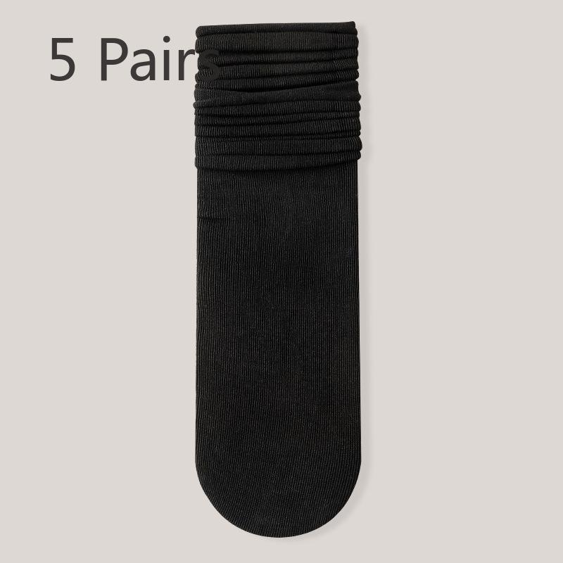 

5 пар женских летних носков с тонким ворсом, впитывающие носки без косточек на месяц, весна и осень 5 Pairs чёрный