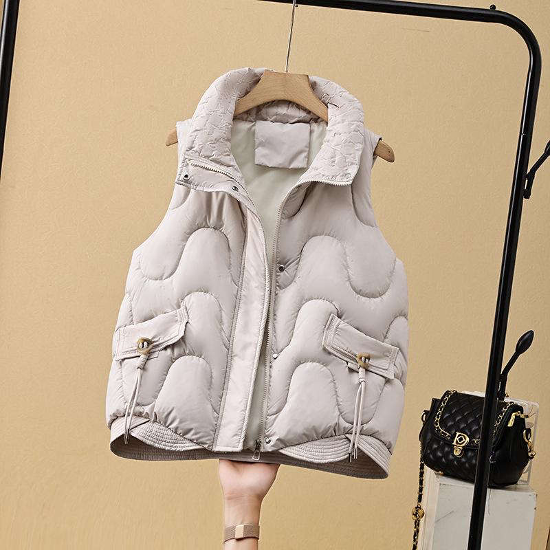 Down cotton vest women's autumn and winter short new slim-fit versatile vest vest vest vest stand-up collar vest jacket