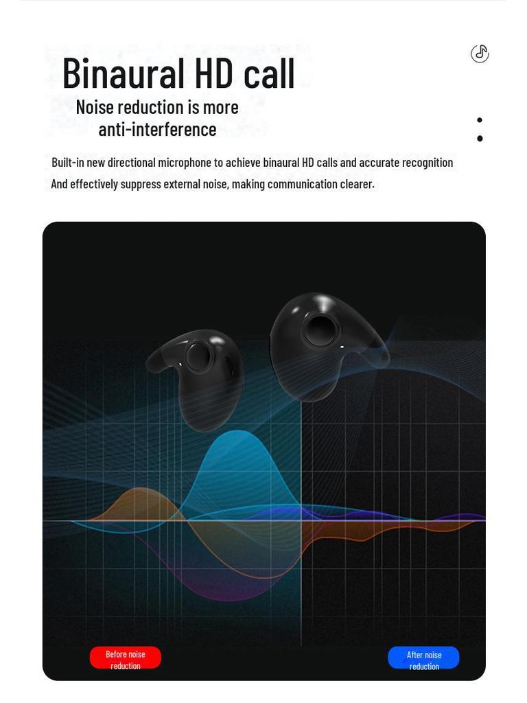 MD538 Wireless Bluetooth 5.3 Headset: Dual-Ear, Noise Reduction, Comfortable for Sleep & Calls