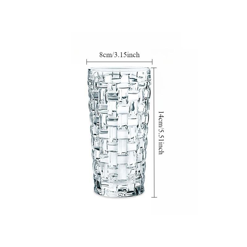 Water Bottle Cold Drinking Cup 330ml/410ml Rattan Woven Patterned Wine Glass Household Embossed Glass Cup Transparent Mojito Mug