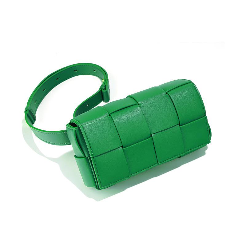 Woven small square bag niche design shoulder messenger bag fashionable versatile leather women's bag