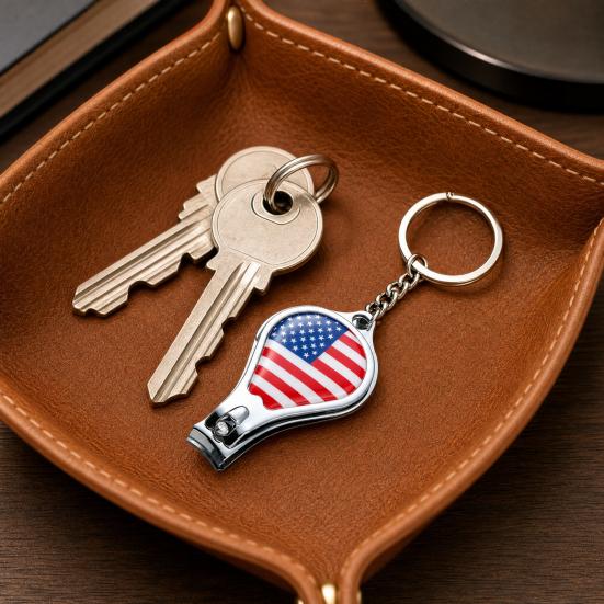 Football Match National Flag Nail Clippers, Stainless Steel Fingernail Cutter with Key Ring, 3-in-1 Bottle Opener Keychain, Soccer Fans