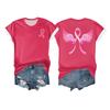 Women's Breast Ribbon Printed Casual Short Sleeve