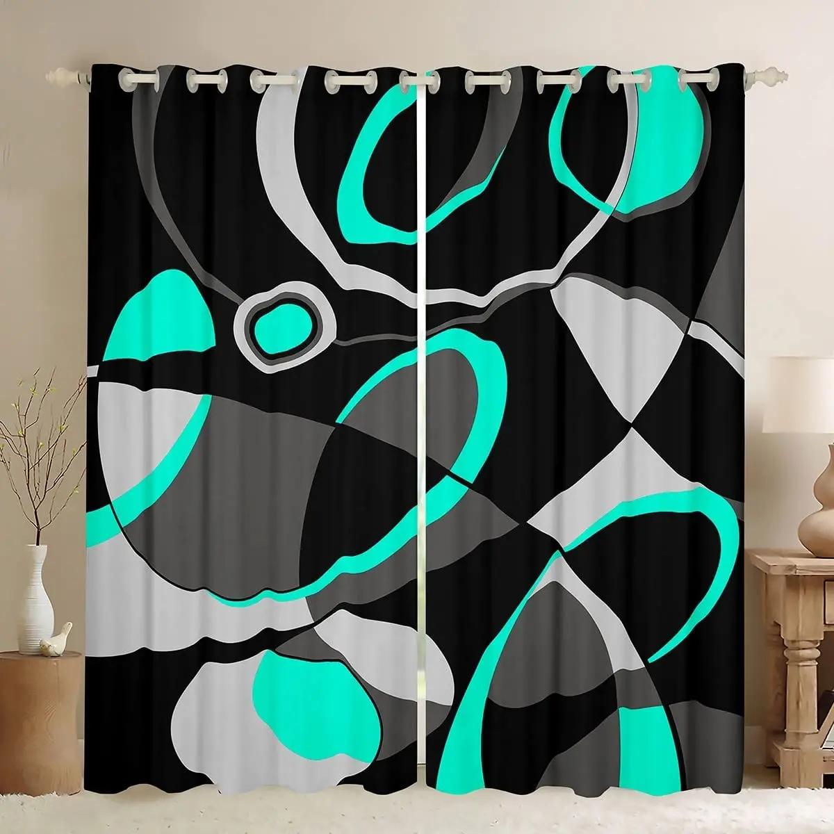 

Cheap Red Black Abstract Design Geometric Shape Digital Printed Curtains Bedroom Kitchen Window Blinds Grommet Top Rod Pocket Hooks 2x50W100H(CM)&hook