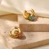 Boucles d'oreilles rondes donut en or plaqué 18k avec diamants colorés - Design tendance et polyvalent inspiré par les influenceurs européens et américains.
