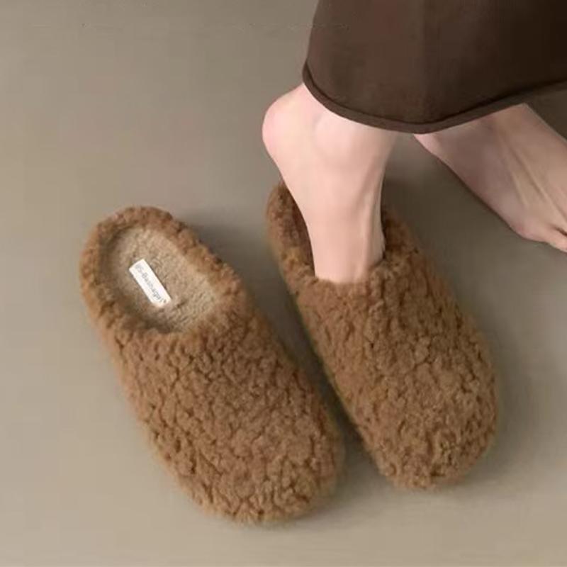 Fashion Fur Women Cotton Slipprs Flats Fashion Slingback Mules Shoes Warm Winter Woman Boots 2025 New Cozy Casual Zapatos De Mujer Botas