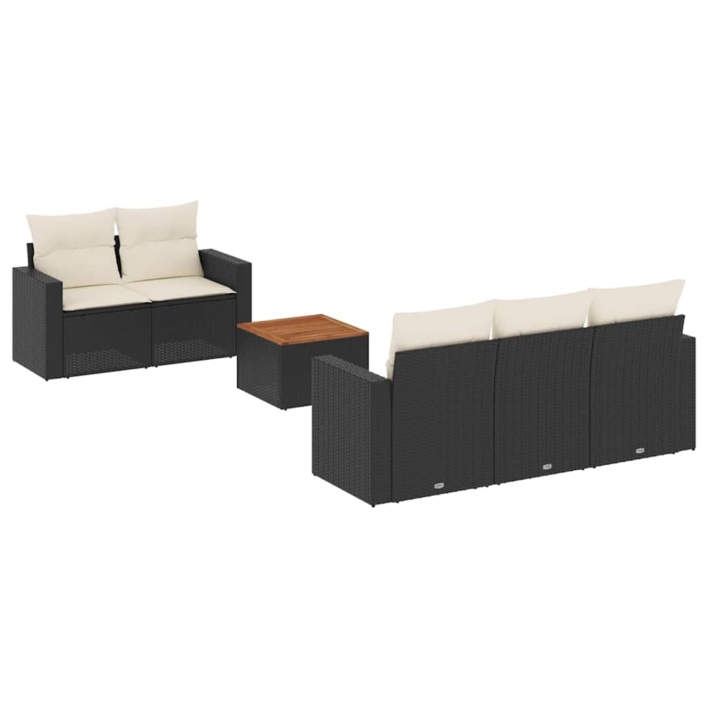 Vidaxl 6-Cz. Set di Mobili da Giardino con Cuscini, Polyrattan Nero