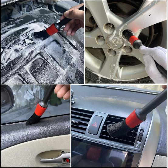 7Pcs Wheel & Tire Brush, Car Detailing Kit, 17Inch Long Soft Wheel Brush 5 Car Wash Detail Brush Car Wash Kit For Cleans Dirty Tires & Releases Dirt