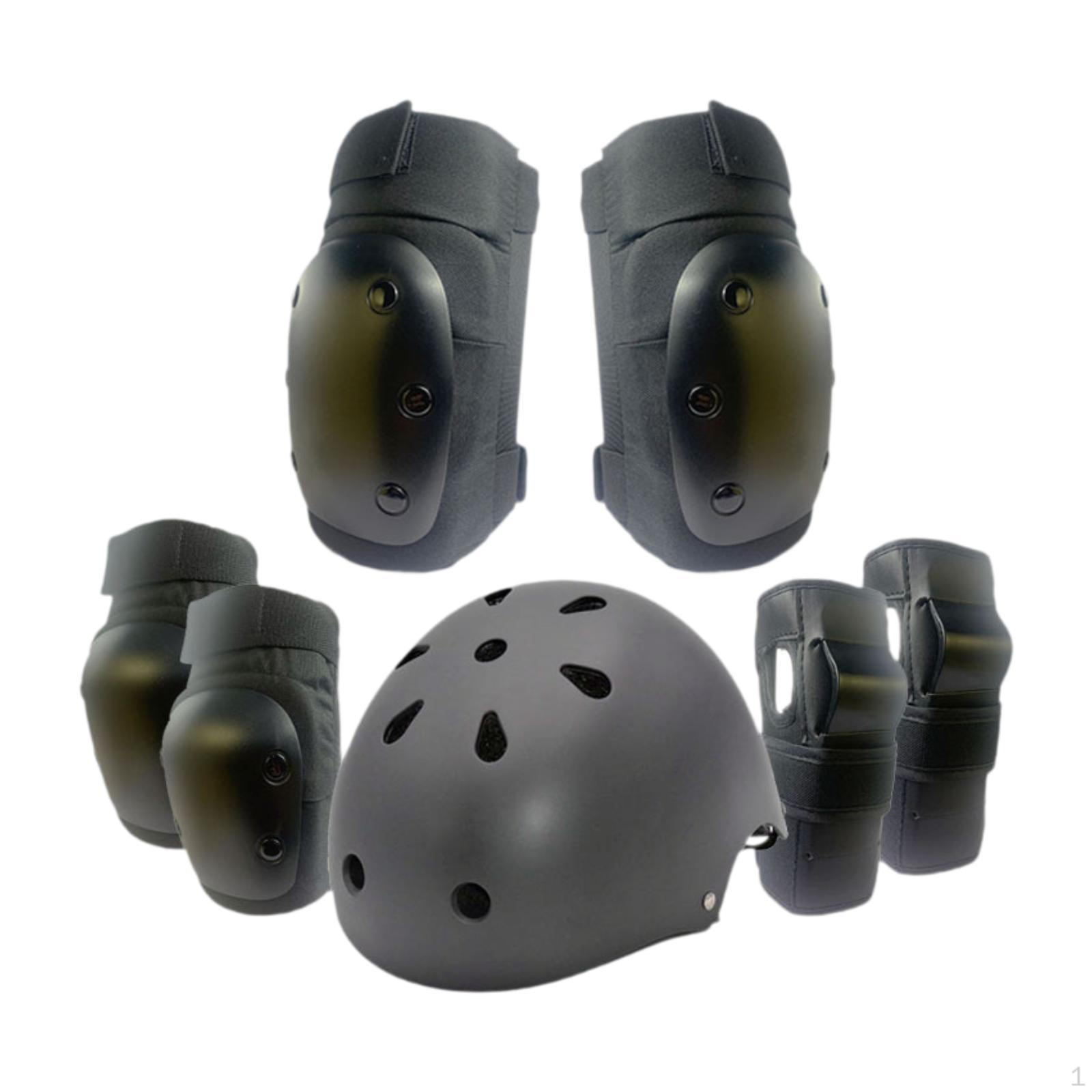 

Детский защитный комплект, регулируемый шлем, удобные ударопрочные наколенники, защита ладоней для M чёрный