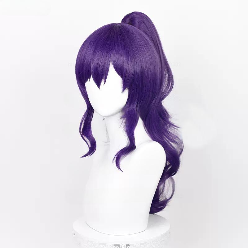 Anime Asahina Mafuyu Cosplay Pruik Lang Donkerpaars Paardenstaart Golvend Asahina Mafuyu Pruik Hittebestendig Synthetisch Haar Pruiken