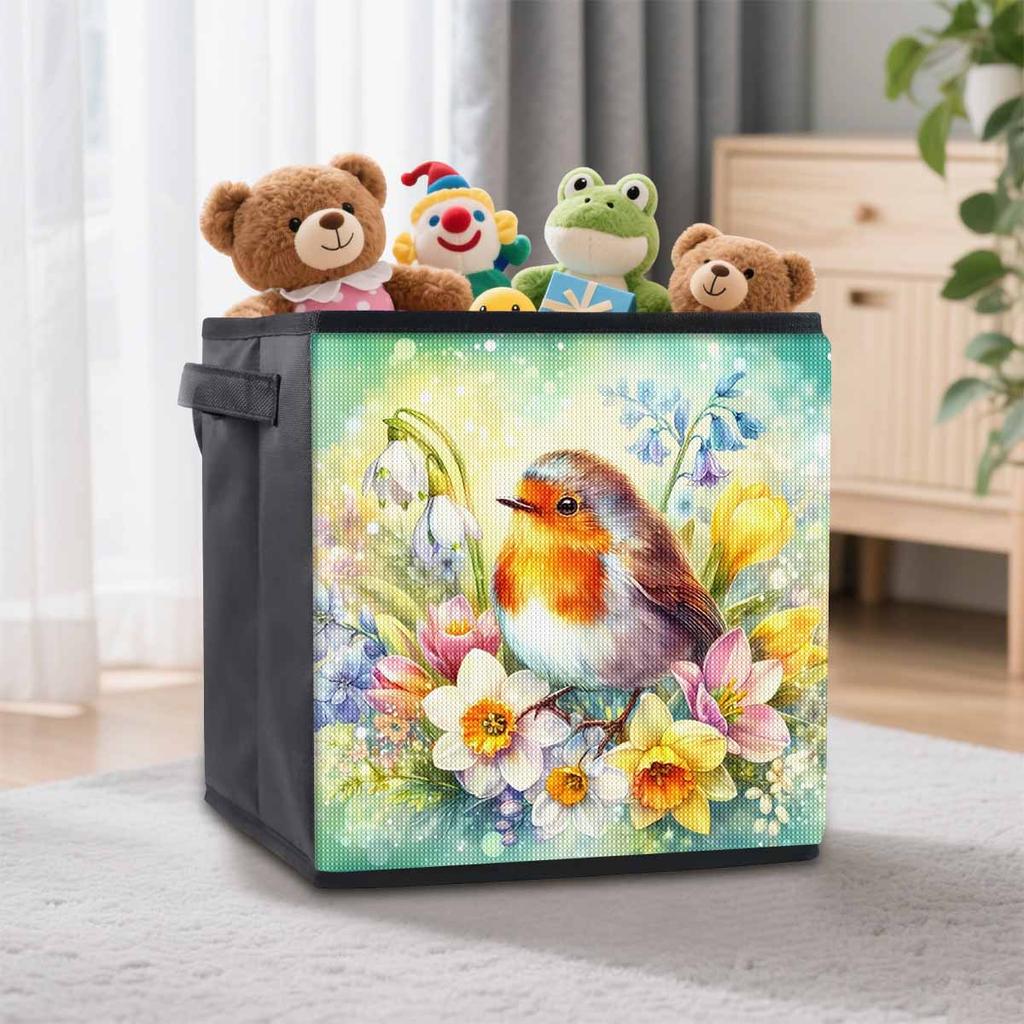 The Bird on The Flower 5D Diamond Painting Storage Basket Full Round Drill Mosaic Diamond Embroidery Cross Stitch Kits Home Decor Home Decor