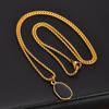 European and American Irregular Oval Epoxy Pendant Color Titanium Steel Necklace for Men