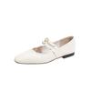 Spring and summer new high-end retro square head shallow mouth single shoes women's soft leather thick heel Mary Jane shoes