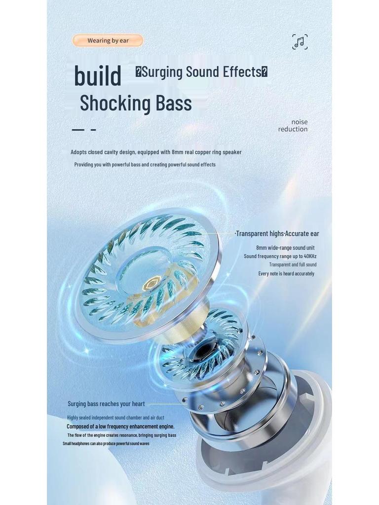 Popular TWS Bluetooth Wireless Sports Earbuds with Noise-Cancellation and Long Battery Life