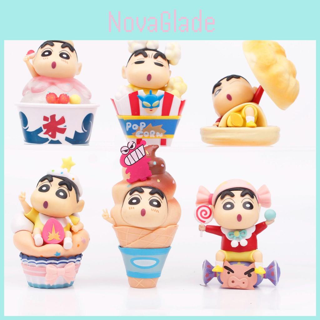 Crayon Shinchan Snack Time Series Dessert Ice Cream Pvc Model Figurine Cake Display Blind Box Toy