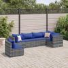Vidaxl 6-Cz. Garden Lounge Set, Cushions, Grey, Rattan PE