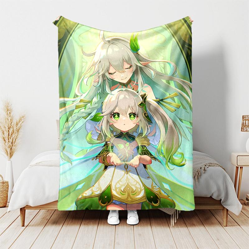 1pc Blanket Genshin Impact characters5 Print Design, Lightweight Blanket for Sofa, Bed- Soft &Warm, Gift for All Seasons like Christmas, Halloween