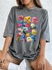 Watercolor Vibrant Flowers Prints Washed TShirts Womens Cotton Oversized T Shirt Casual Short Sleeve Tops Summer ONeck Clothes