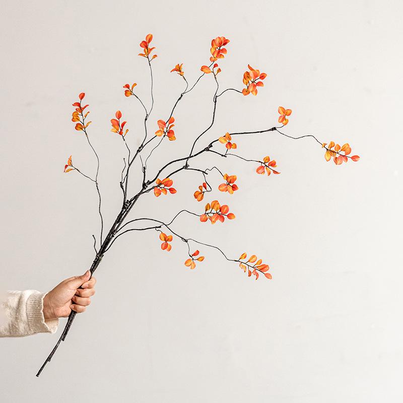 7-Head Artificial Persimmon Branch: Ruyi Flower Arrangement for Living Room Decoration