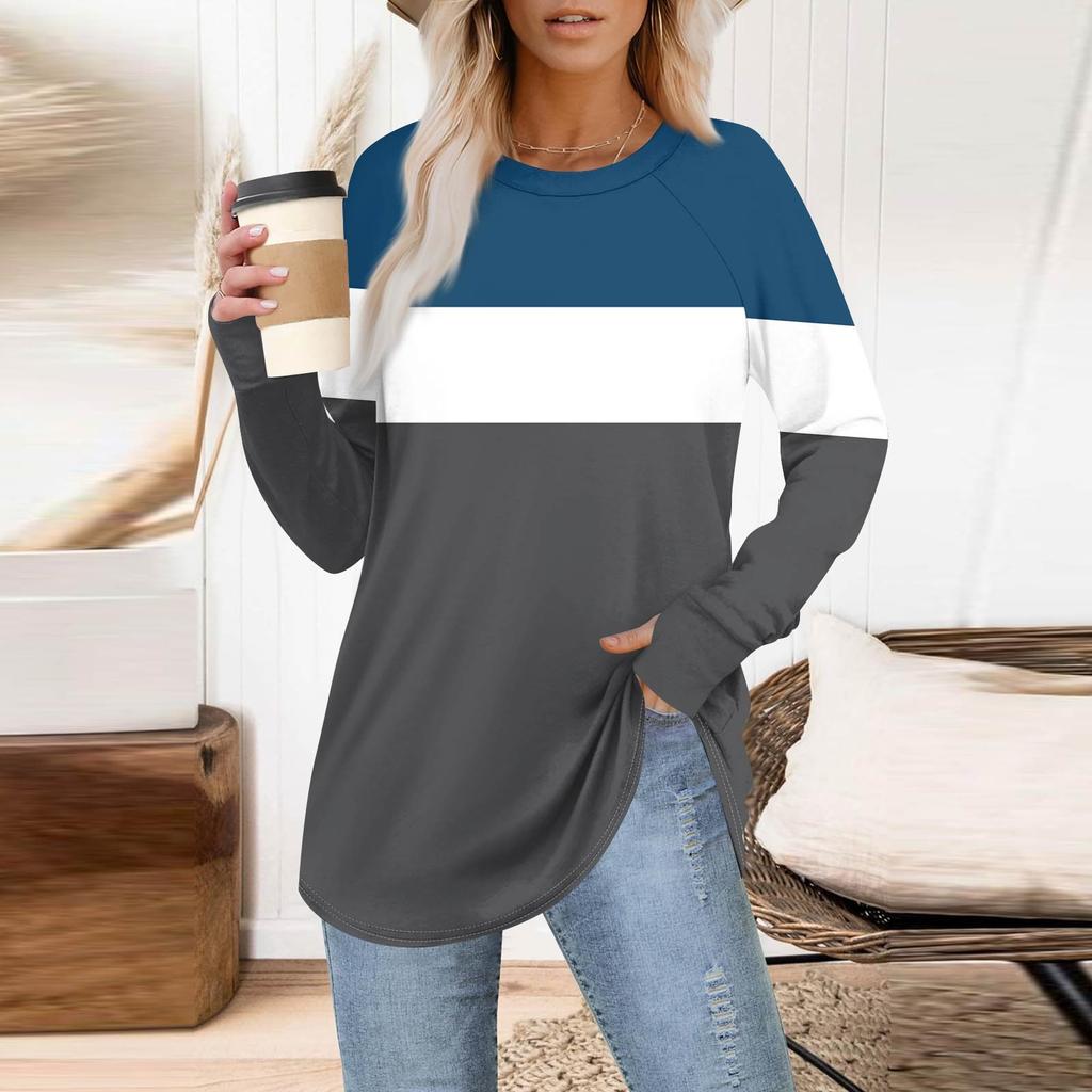 Womens Oversized Sweatshirt Graphic Sweater Long Sleeve Drop Shoulder Round Shirt Tops Vintage Clothes