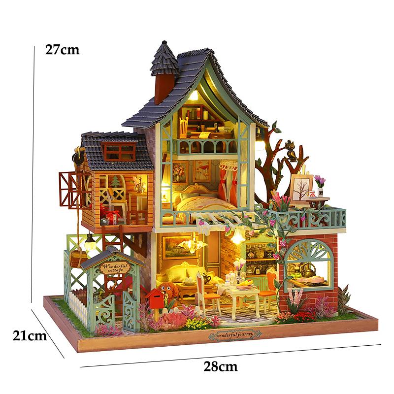 Miniature Doll House Handmade 3D Puzzle Assembly Building Model Kit Creative Room Bedroom Decoration With Furniture Wooden Craft