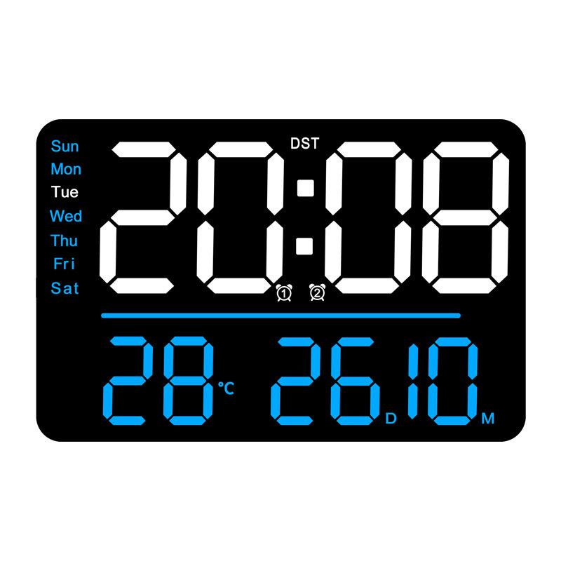 

Large LED Digital Alarm Clock - Silent Weekday Display for Living Room