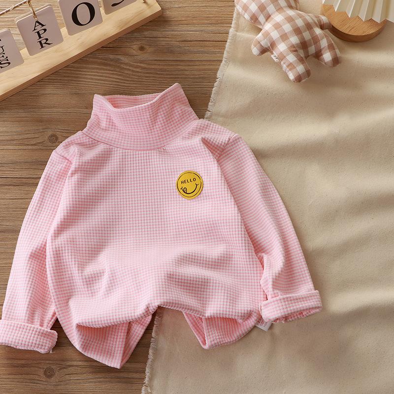Children's Clothing, German Velvet Boys' Thermal Underwear, Long Sleeved Thick Base Shirt, Single Piece Semi High Neck, Girls' Autumn and Winter