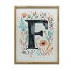 Poster "F" With Colorful Flowers Poster "F" With Colorful Flowers, 50X70 Cm, Light Oak Wooden Frame, Matte Paper 230 Gsm