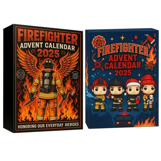 Firefighter Advent Calendar Christmas Countdown Calendar 2D Acrylic Firefighter Hanging Ornaments for Xmas Tree Decoration Festive Gift
