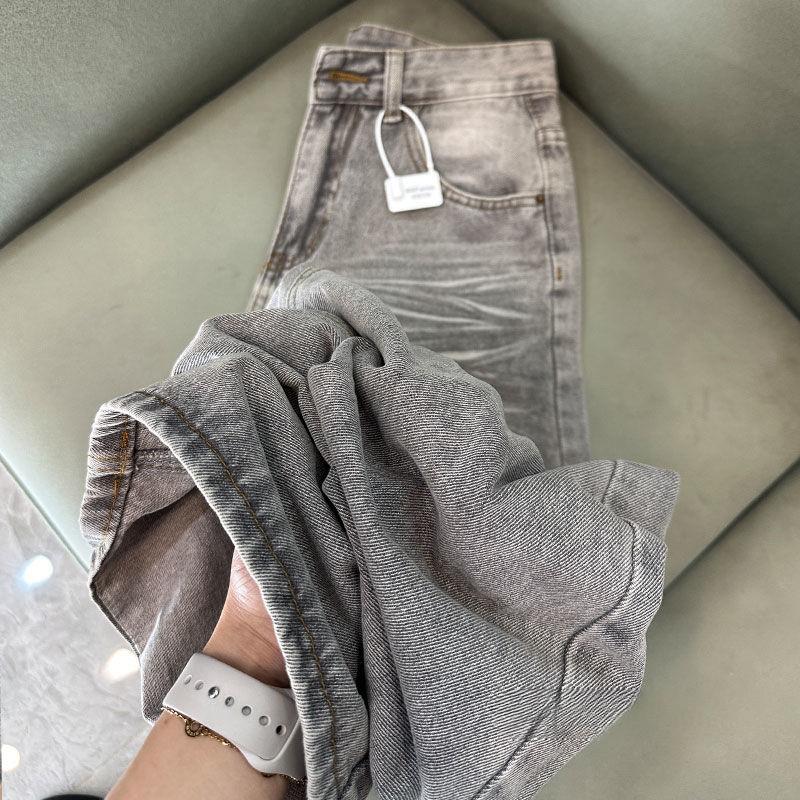 Trendy Cold Color High Waist Straight Leg Jeans Women Casual Wide Leg Trousers Slimming Overlength Pants