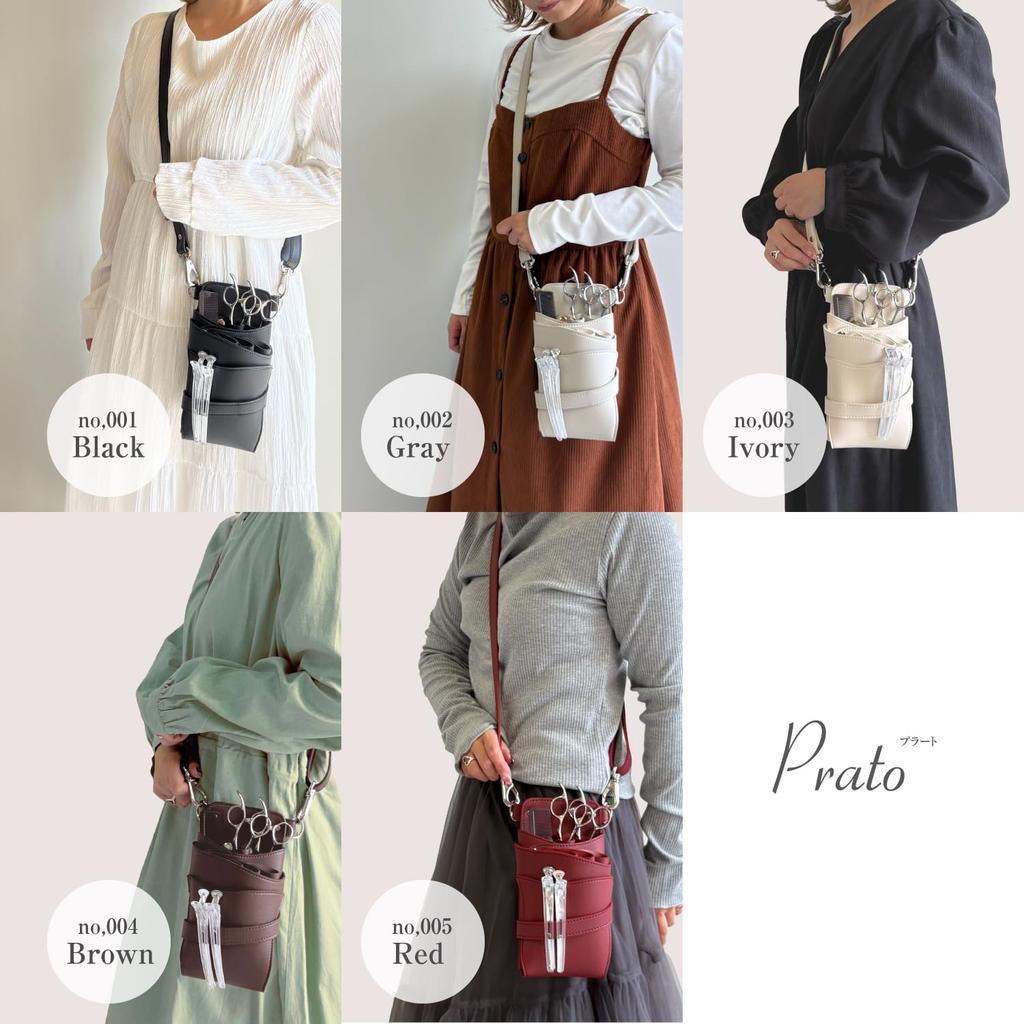 DP Prato 004 Scissor Case with Large Capacity Silver Holds Trimmer [deeds] No. Pocket, Brown, Hardware, 0-5 Scissors, Hairdresser,