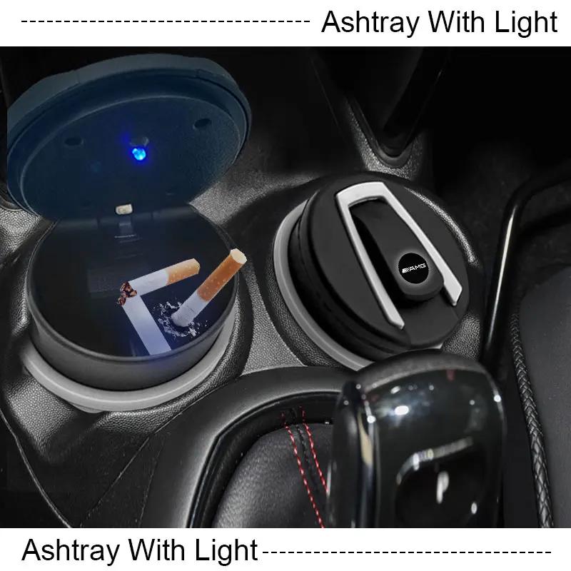 MTT5   Car Ashtrays Portable Car Auto LED Light Cigarette Cigar Ash Cylinder Stickers For Mercedes Benz C300 C250 C350 C Class W203