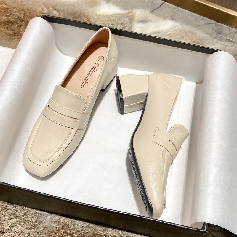 

Трендовый бренд туфли бабушки из мягкой кожи женские толстый каблук квадратный носок осенние повседневные средний каблук женские туфли-лодочки для профессиональной работы туфли на высоком каблуке 40 абрикосовый