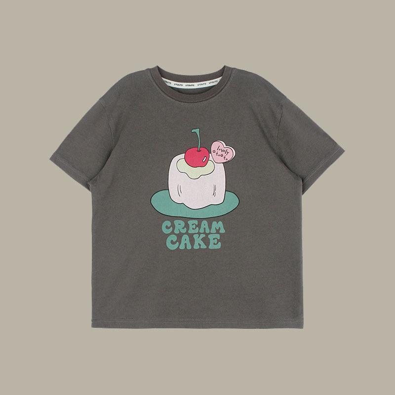 

Children T-shirts Summer Tops for Kids Short-sleeve Boys Girls Tees Cartoon Print Toddler Casual Blouse Baby Outfits Clothes 90 серый