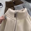 Thickened Velvet Sweatshirt Jacket Zipper Collar Warm Casual Autumn Winter Commute Women's