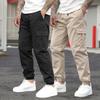 Men's Spring and Autumn Casual Trousers, Drawstring Drawstring Feet, Multi-pocket Overalls