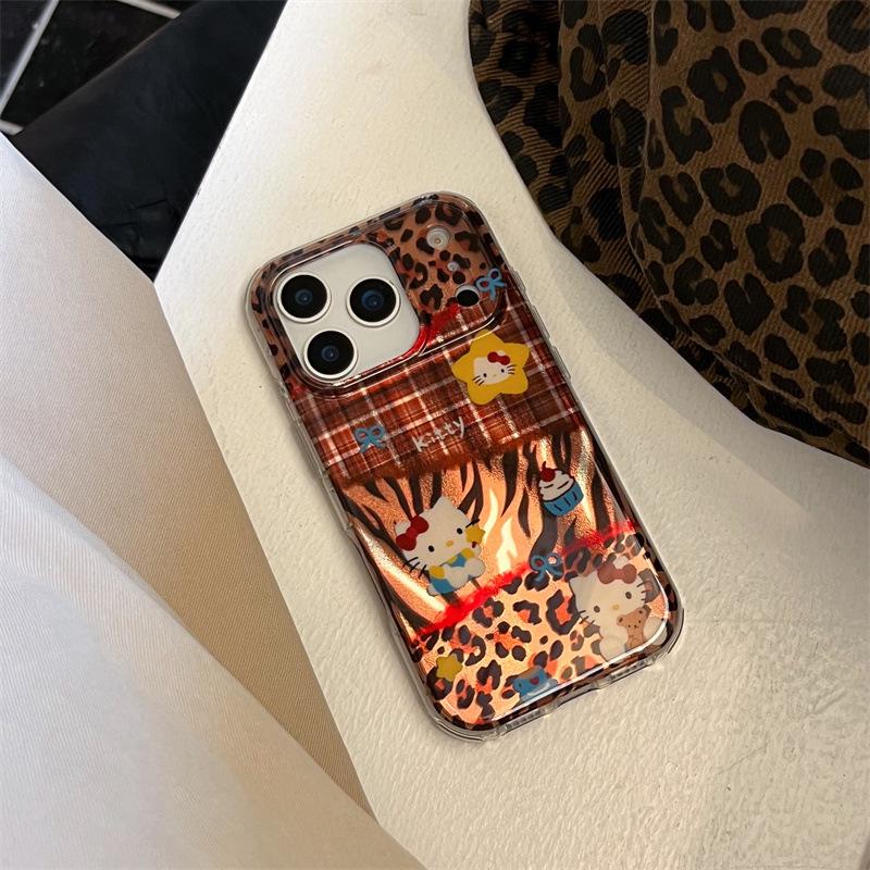 

Brown Leopard Print Star Cat iPhone Case for 17/16 Pro Max/15/14 Apple 16 Pro