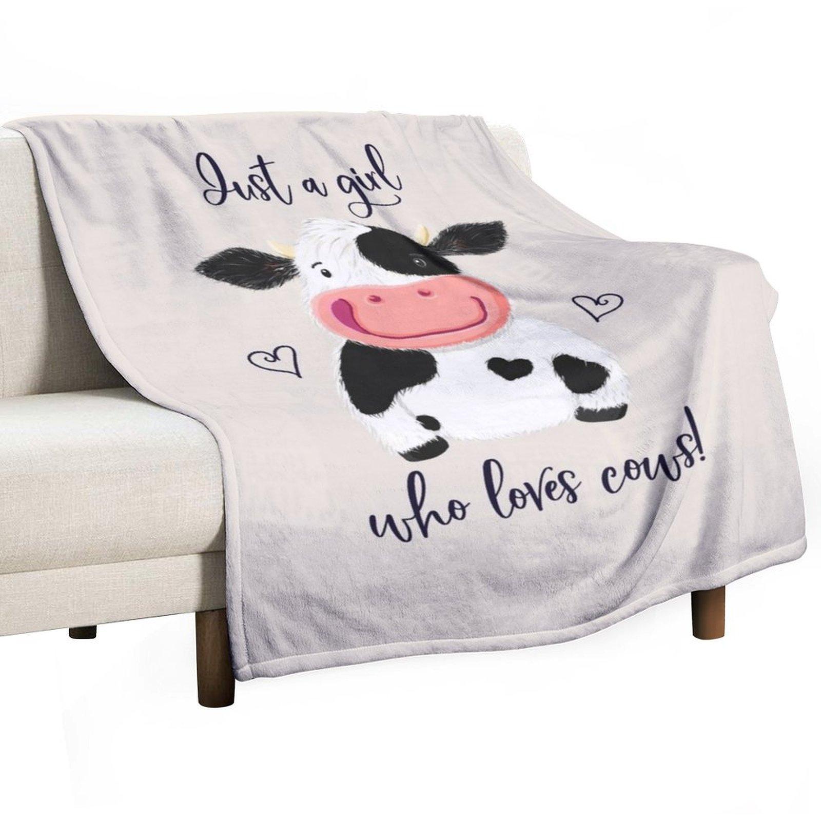 

Just A Girl Who Loves Cows! Hearts And Holstein. Throw Blanket Thermal for winter Soft Plush Plaid Shaggy Blankets 30x40in