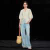 Women's Tencel Embroidered Hollow-Out Blouse