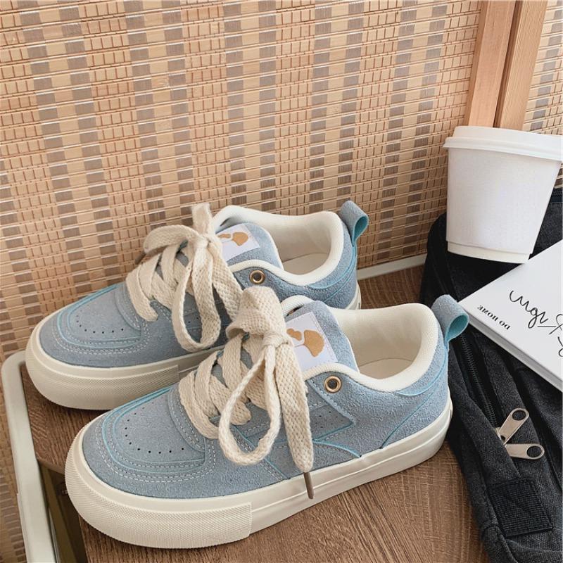 Retro Damen Board Schuhe Herbst Neu Vielseitig Lässig Schnürschuhe Mattes Canvas Einfarbig Low Top Damen Vulkanisierte Schuhe