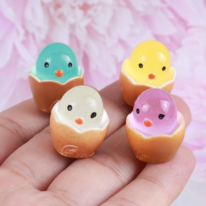 30pcs Luminous Mini Easter Chicken Egg Decorations Plastic DIY Crafts for Holiday Party Basket Filling