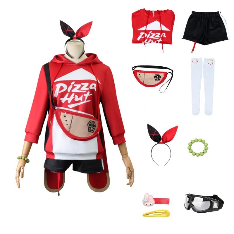Exquisite Genshin Impact X Pizzahut Amber Eula Wig Cosplay Costume For Halloween