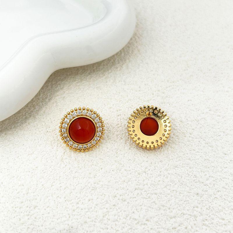 Retro Light Luxury High-End Earrings Simple Geometric Round Light Luxury Stud Earrings Fashion Earrings